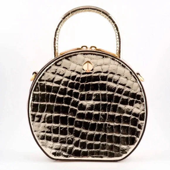 BNWT Kate Spade Andi metallic croc embossed leather bag - Picture 1 of 14